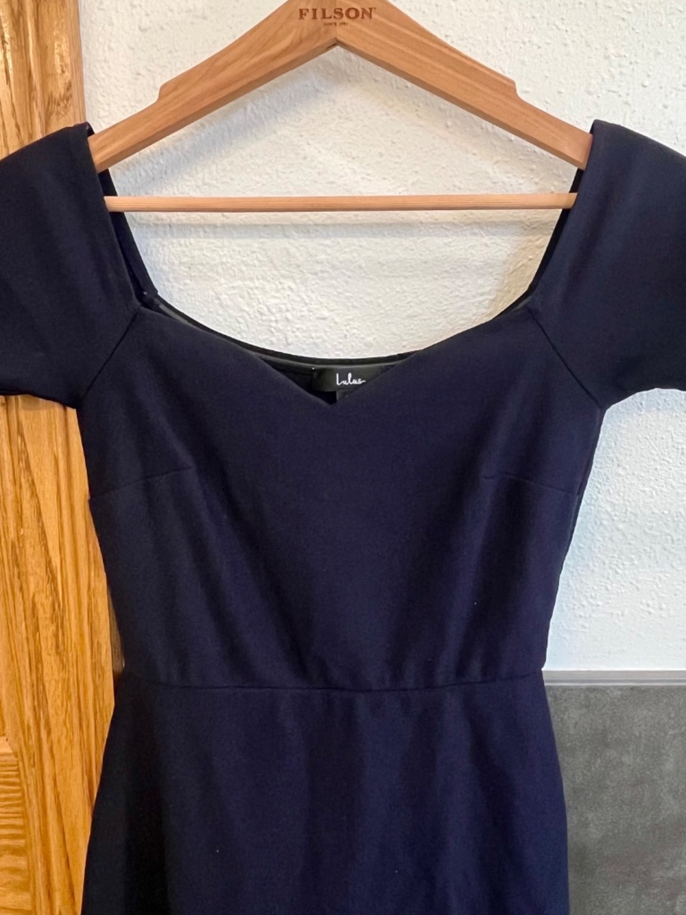 Lulu’s How Much I Care Midnight Navy Blue Off-the-Shoulder Midi Dress Small - Picture 6 of 10